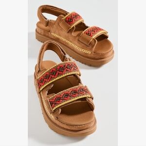 UGG Women's Goldenstar Heritage Braid Sandal - Brown and Red